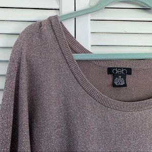 Taupe Dolman Sleeve Metallic Light Sweater